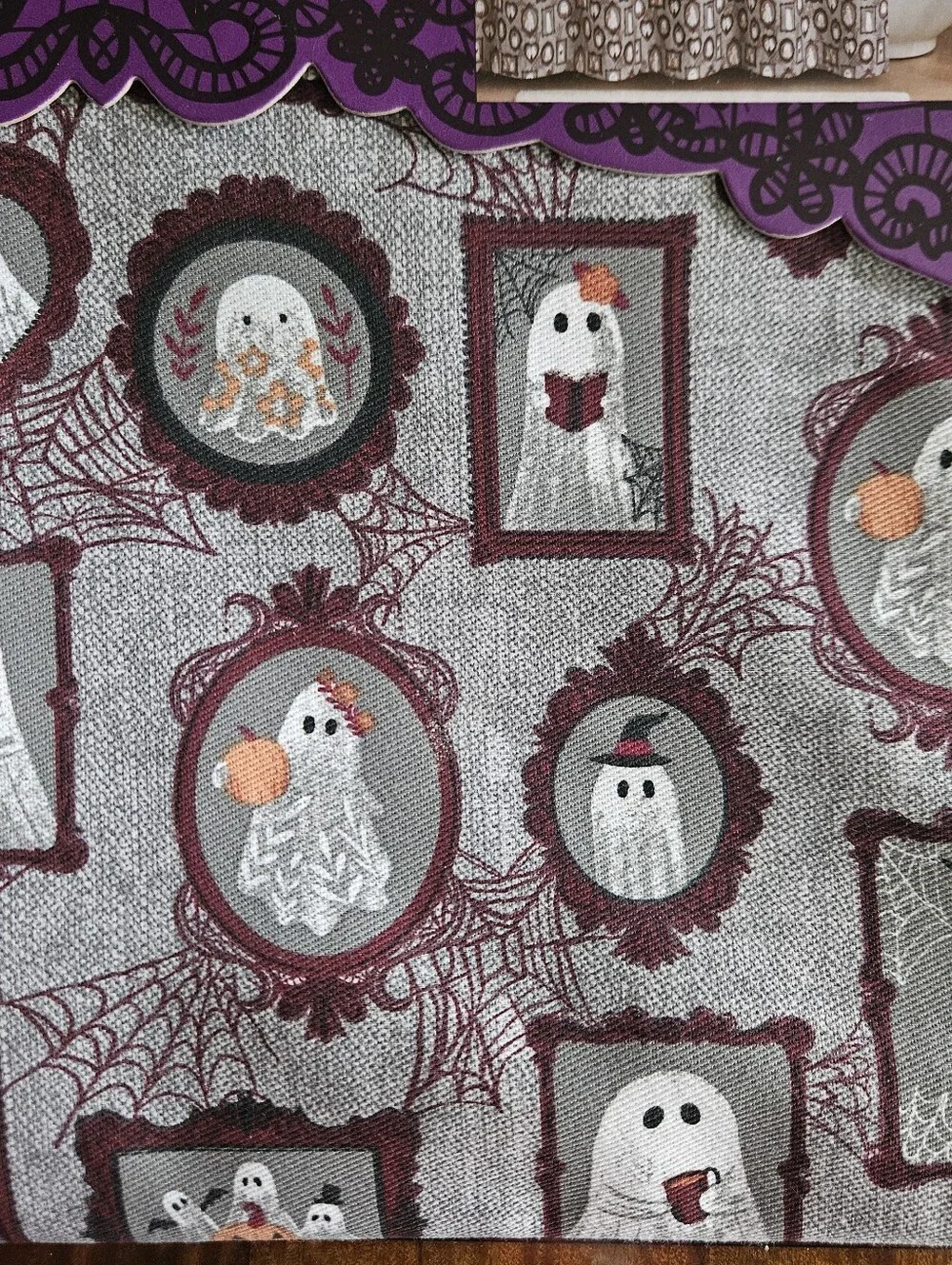 Nicole Miller Purple & Gray Ghost Portraits Shower Curtain